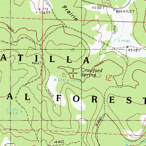 Topographic Map of Crawford Spring, OR