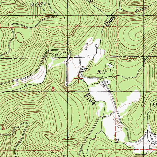 Topographic Map of Crazy Creek, OR