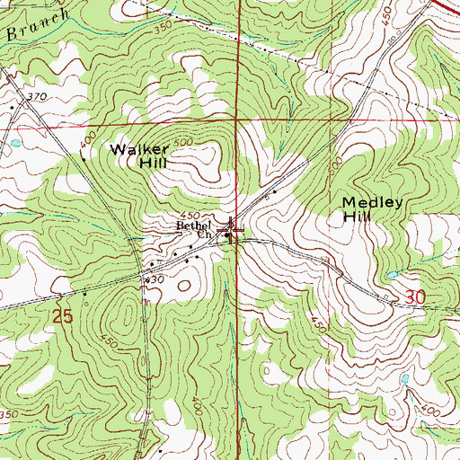 Topographic Map of Bethel Church, AL