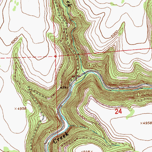 Topographic Map of Crazy Creek, OR