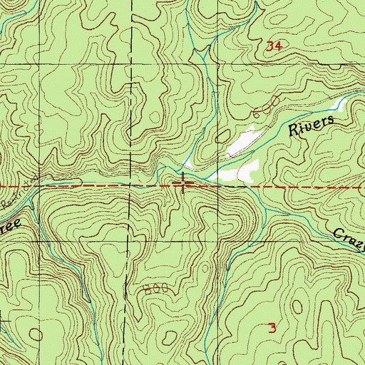 Topographic Map of Crazy Creek, OR