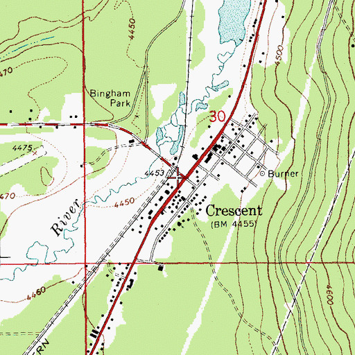 Topographic Map of Crescent, OR