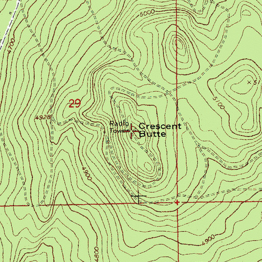 Topographic Map of Crescent Butte, OR