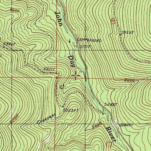 Topographic Map of Crescent Creek, OR
