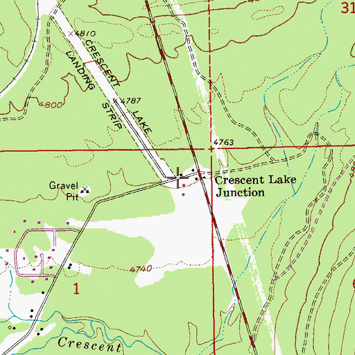 Topographic Map of Crescent Lake Junction, OR