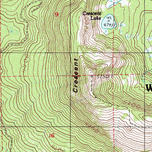 Topographic Map of Crescent Mountain, OR