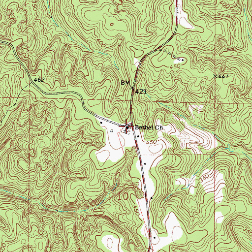 Topographic Map of Bethel Church, AL