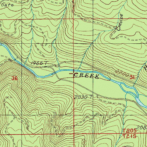 Topographic Map of Crevice Creek, OR