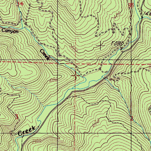 Topographic Map of Crew Canyon, OR