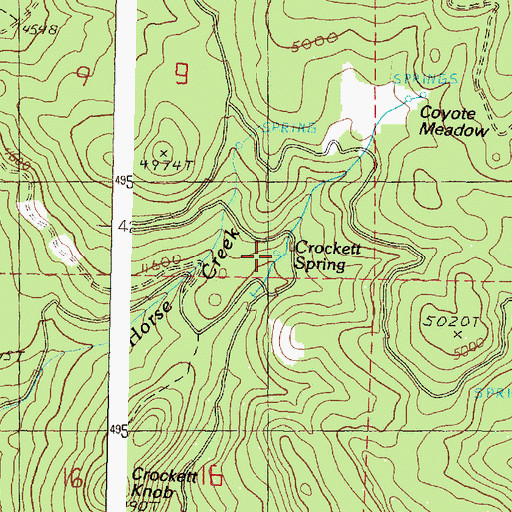 Topographic Map of Crockett Spring, OR
