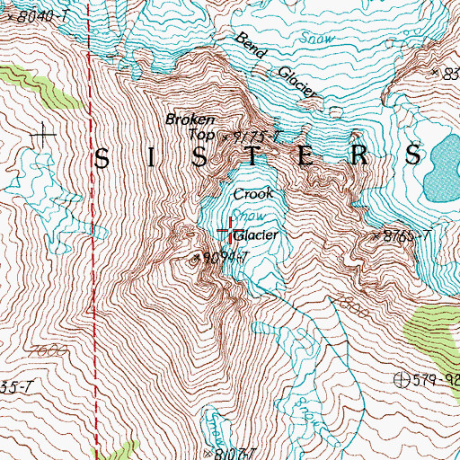 Topographic Map of Crook Glacier, OR