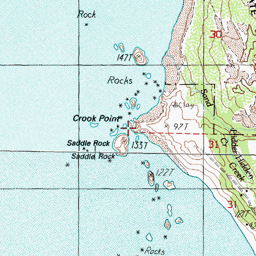 Topographic Map of Crook Point, OR