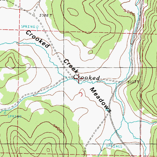 Topographic Map of Crooked Creek Meadows, OR