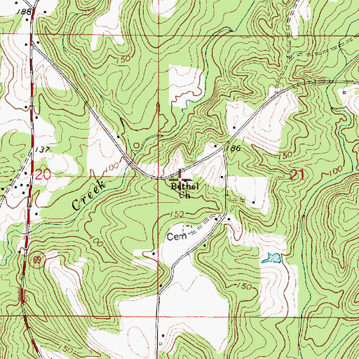Topographic Map of Bethel Baptist Church, AL
