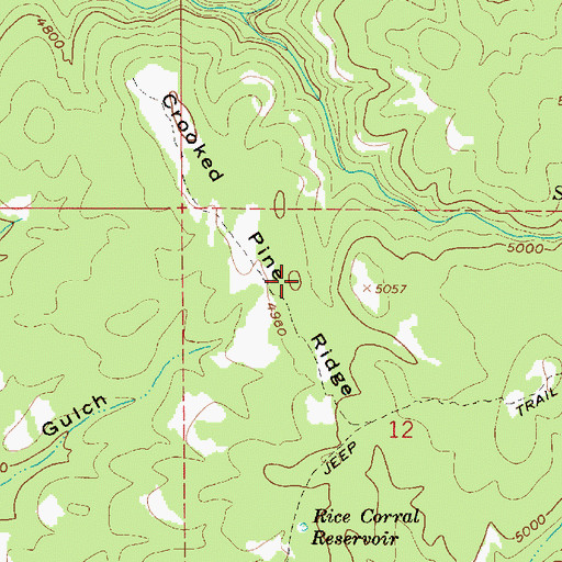Topographic Map of Crooked Pine Ridge, OR