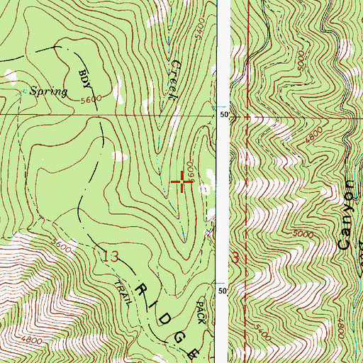 Topographic Map of Crooked Trail, OR