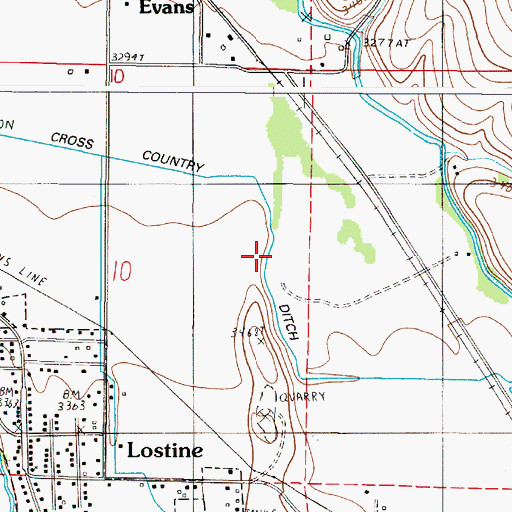 Topographic Map of Cross Country Ditch, OR