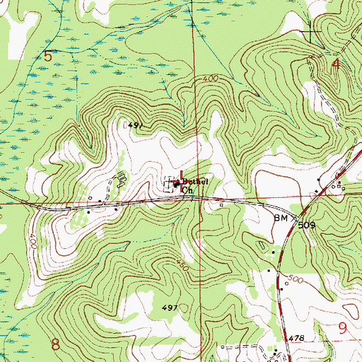 Topographic Map of Bethel Methodist Church, AL