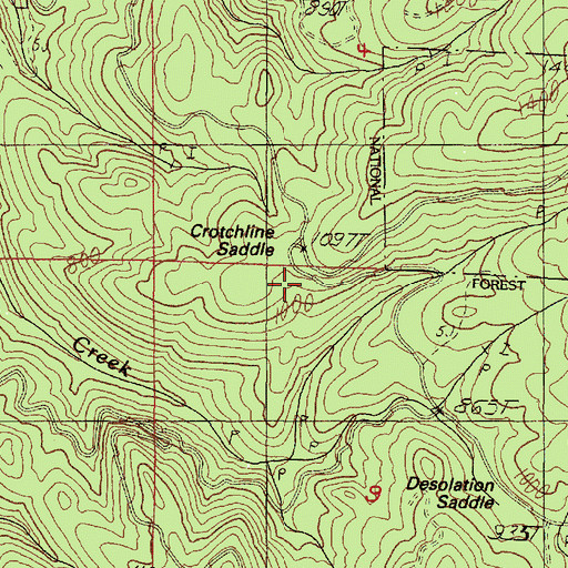 Topographic Map of Crotchline Saddle, OR