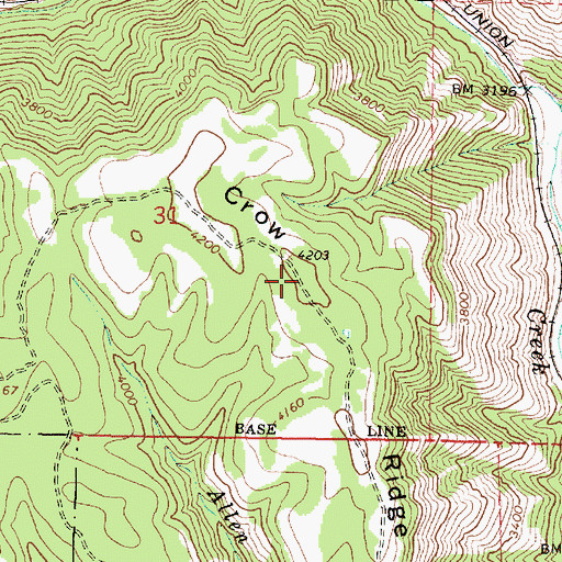 Topographic Map of Crow Ridge, OR