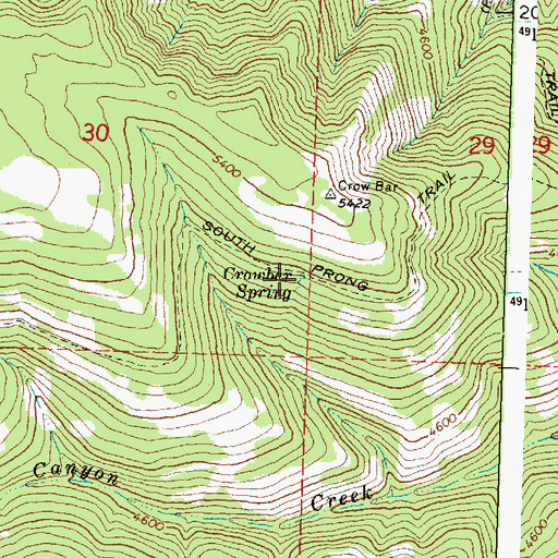 Topographic Map of Crowbar Spring, OR