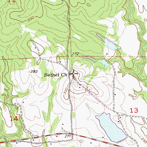 Topographic Map of Bethel Church, AL