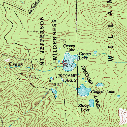 Topographic Map of Crown Lake, OR