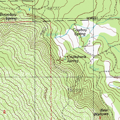Topographic Map of Cruikshank Spring, OR