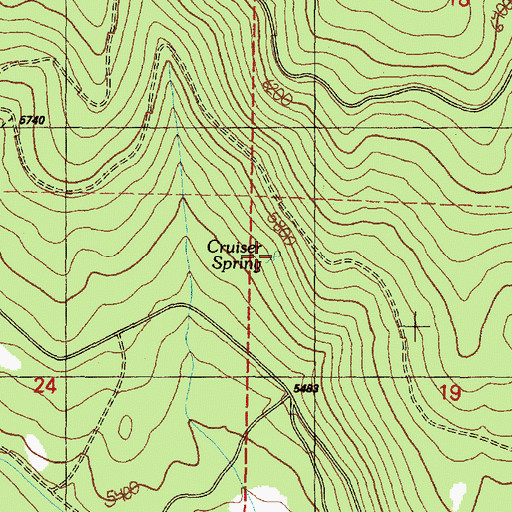 Topographic Map of Cruiser Spring, OR