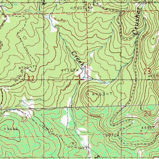 Topographic Map of Crusher Creek, OR
