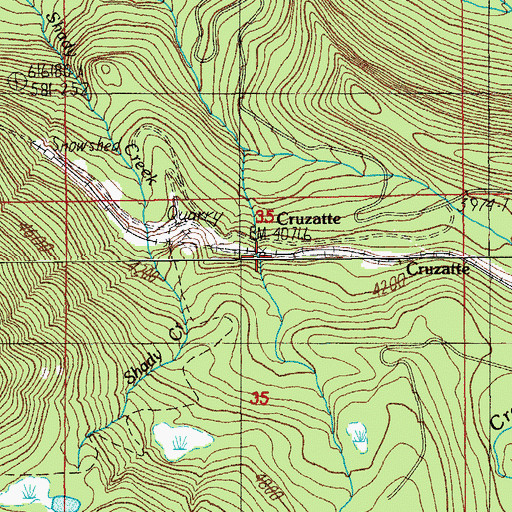 Topographic Map of Cruzatte, OR