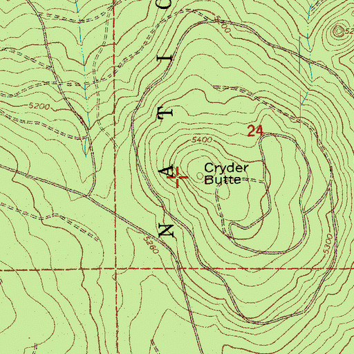Topographic Map of Cryder Butte, OR