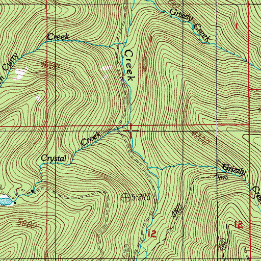 Topographic Map of Crystal Creek, OR