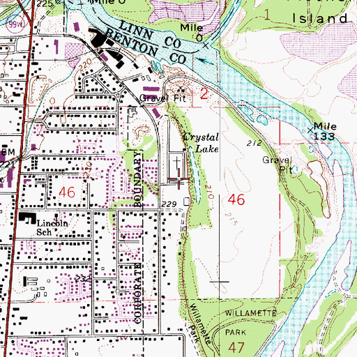 Topographic Map of Crystal Lake, OR