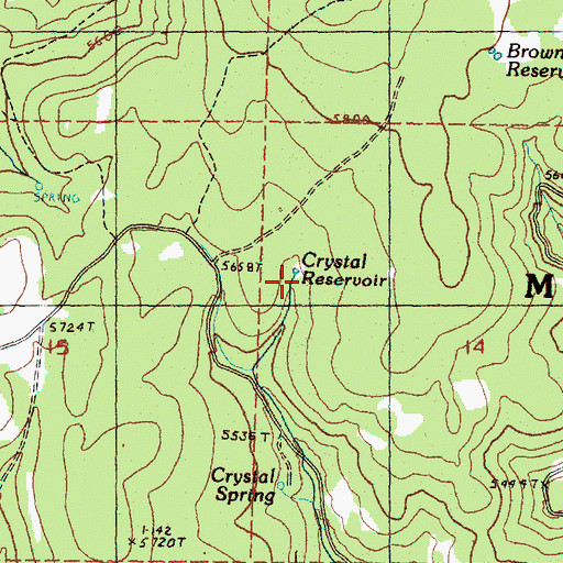 Topographic Map of Crystal Reservoir, OR
