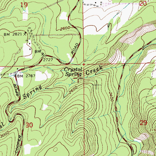 Topographic Map of Crystal Spring, OR