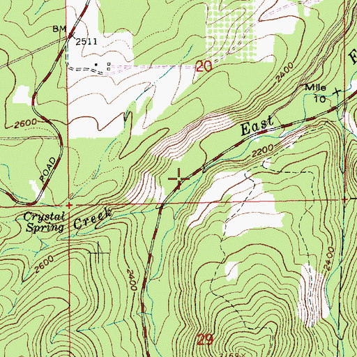 Topographic Map of Crystal Spring Creek, OR