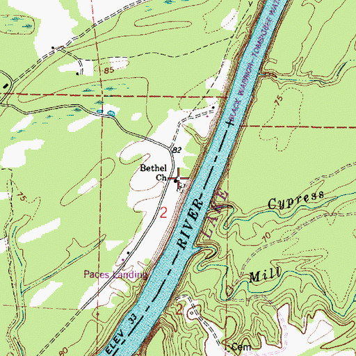 Topographic Map of Bethel Church, AL