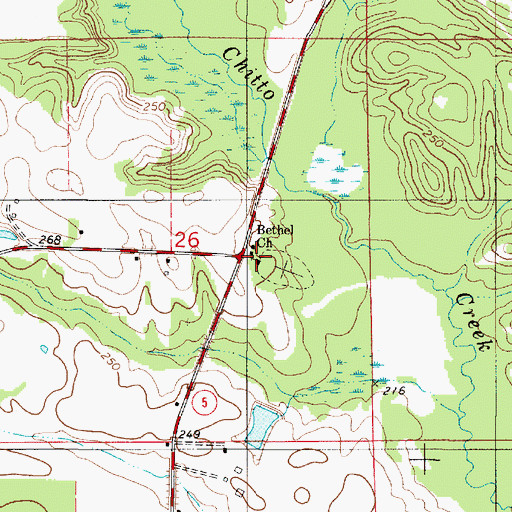 Topographic Map of Bethel Church, AL