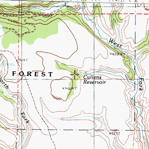 Topographic Map of Cullens Reservoir, OR