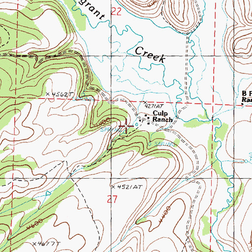 Topographic Map of Culp Ranch, OR