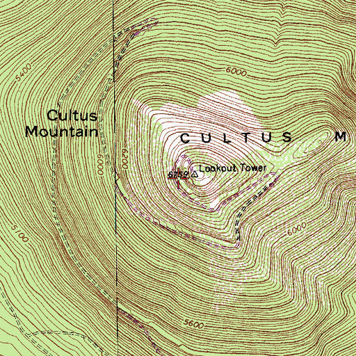 Topographic Map of Cultus Mountain, OR