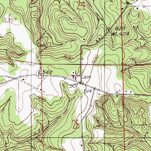 Topographic Map of Bethel Church, AL