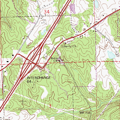 Topographic Map of Bethel Church, AL