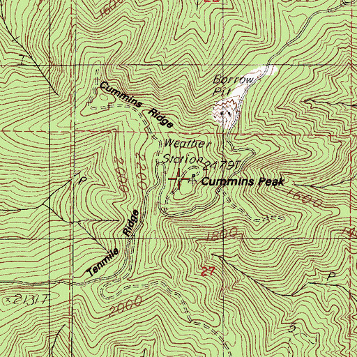 Topographic Map of Cummins Peak, OR