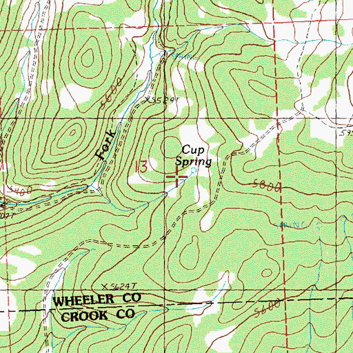 Topographic Map of Cup Spring, OR