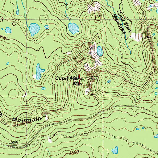Topographic Map of Cupit Mary Mountain, OR