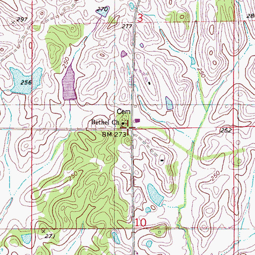 Topographic Map of Bethel Church, AL