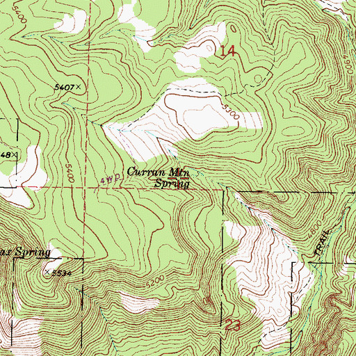 Topographic Map of Curran Mountain Spring, OR