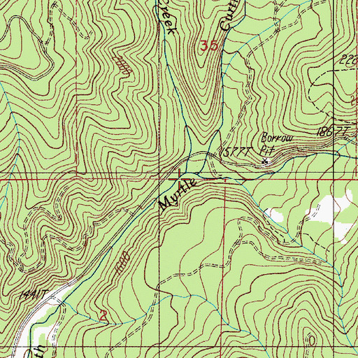 Topographic Map of Curtin Creek, OR